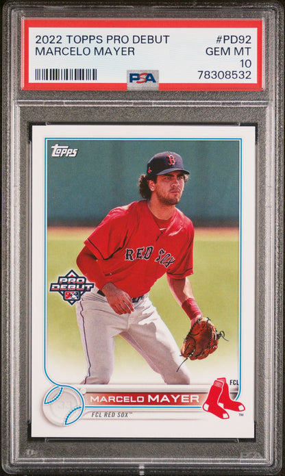 Graded 2022 Topps Pro Debut Marcelo Mayer #PD92 Rookie RC Baseball Card PSA 10 Gem Mint