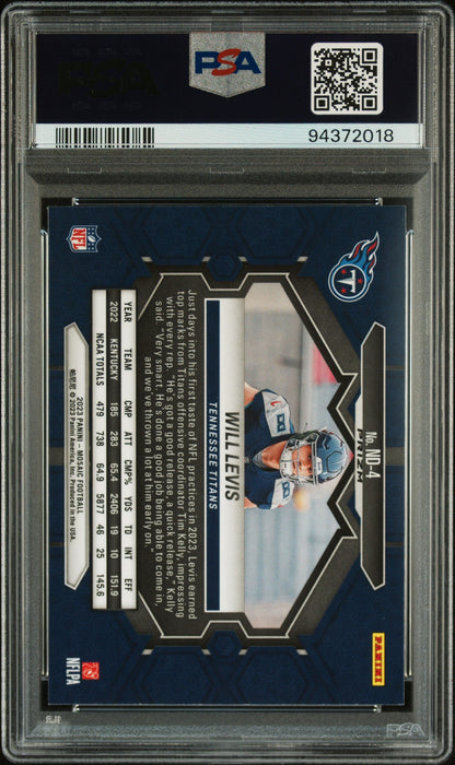 Graded 2023 Panini Mosaic Will Levis #ND4 NFL Debut Camo Pink Rookie RC Football Card PSA 10 Gem Mint