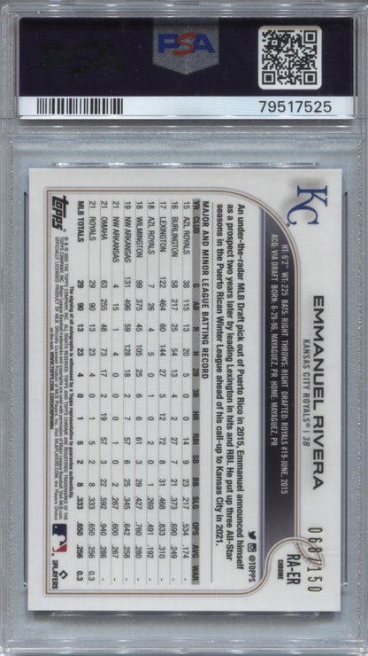 2022 Topps Chrome Emmanuel Rivera Blue Refractor RC Auto /150 PSA 10