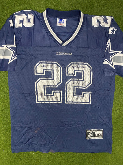 90s Dallas Cowboys - Emmitt Smith #22 - Starter - Vintage NFL Jersey (Youth Large)