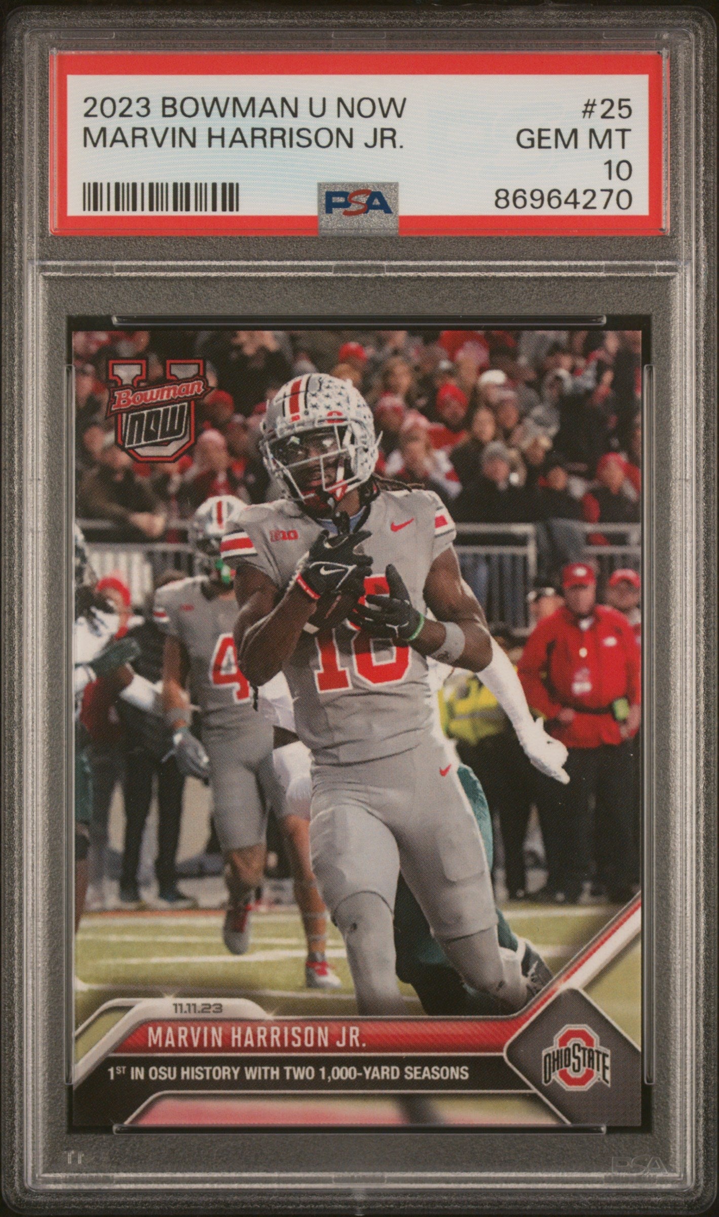 Graded 2023 Topps Bowman U Now Marvin Harrison Jr #25 Rookie RC Football Card PSA 10 Gem Mint