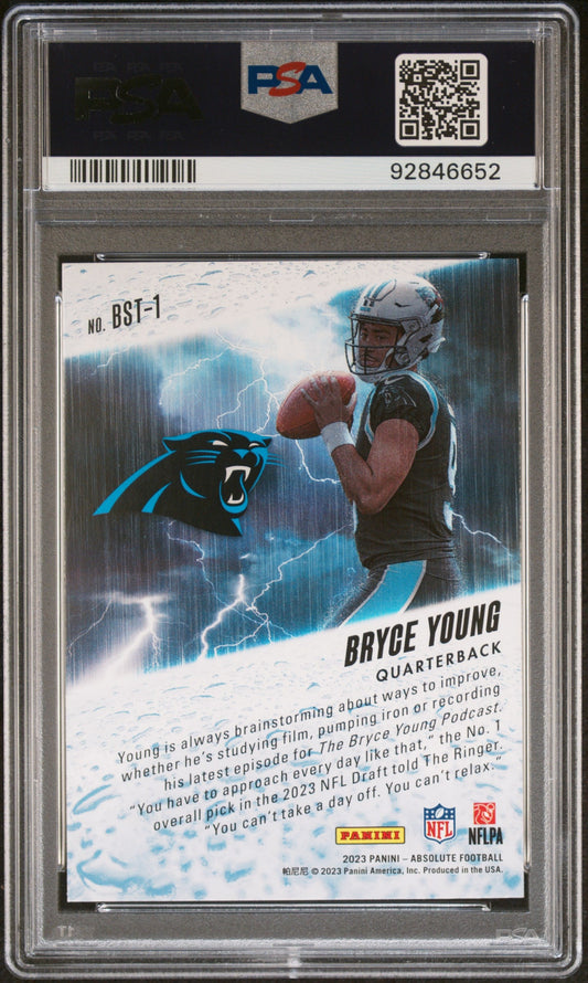 Graded 2023 Panini Absolute Bryce Young #BST1 By Storm Rookie RC Football Card PSA 10 Gem Mint