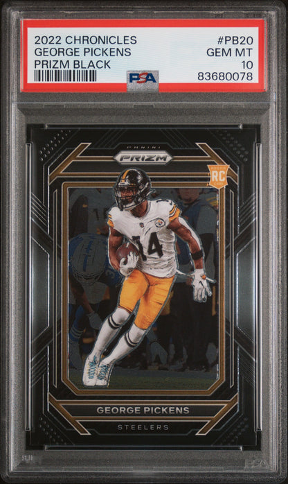 Graded 2022 Panini Chronicles George Pickens #PB20 Prizm Black Rookie RC Football Card PSA 10 Gem Mint