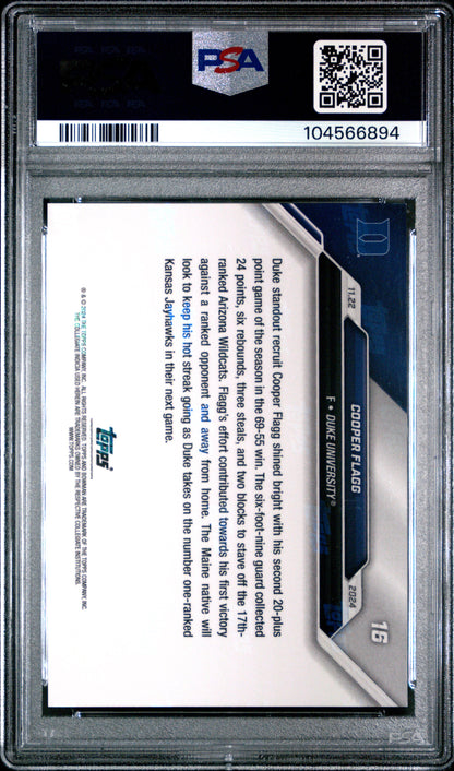 Graded 2024 Topps Bowman U Now Cooper Flagg #16 Rookie RC Basketball Card PSA 10 Gem Mint