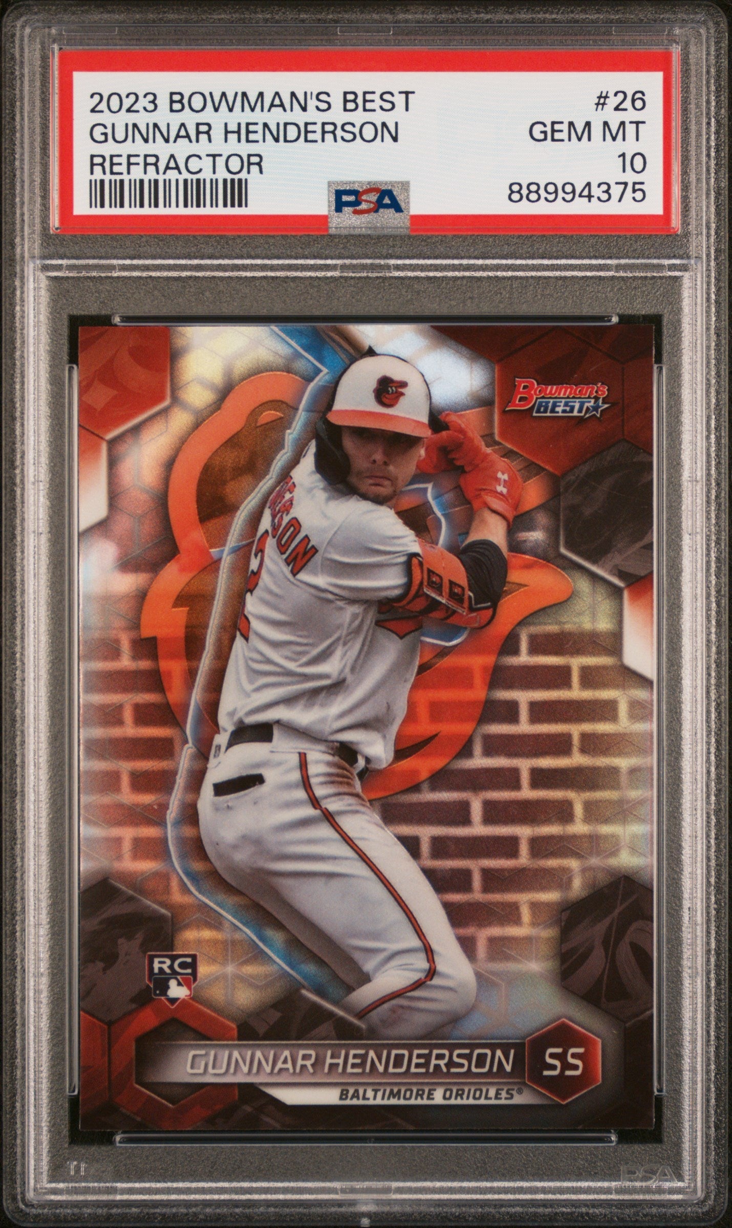 Graded 2023 Topps Bowmans Best Gunnar Henderson #26 Refractor Rookie RC Baseball Card PSA 10 Gem Mint