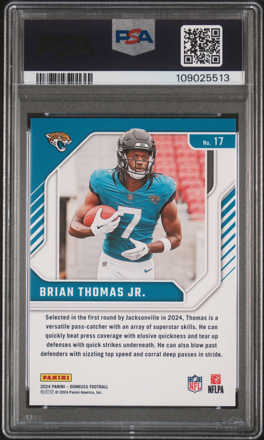 Graded 2024 Panini Donruss Brian Thomas Jr #17 Elite Series Rookies Rookie RC Football Card PSA 10 Gem Mint