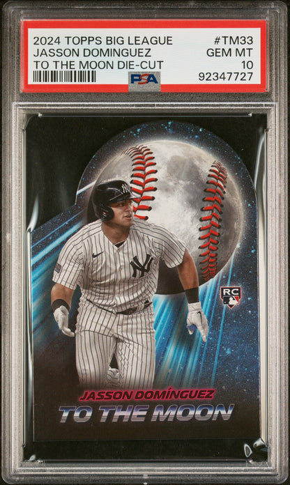 Graded 2024 Topps Big League Jasson Dominguez #TM33 To The Moon Die Cut Rookie RC Baseball Card PSA 10 Gem Mint