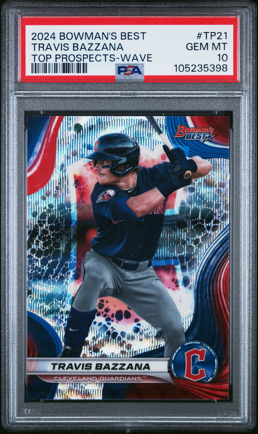 Graded 2024 Topps Bowmans Best Travis Bazzana #TP21 Top Prospects Wave Rookie RC Baseball Card PSA 10 Gem Mint