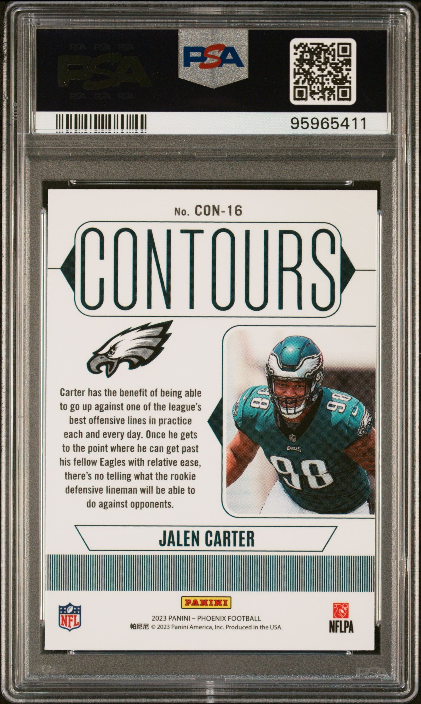 Graded 2023 Panini Phoenix Jalen Carter #CON16 Contours Rookie RC Football Card PSA 10