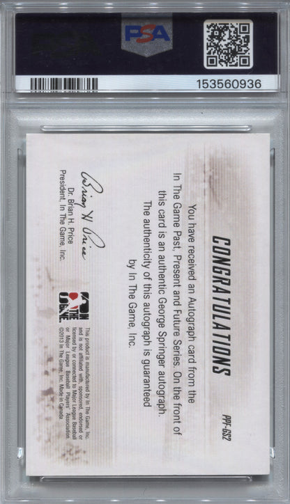 2014 In The Game George Springer Past Present & Future Auto #GS2 PSA 10