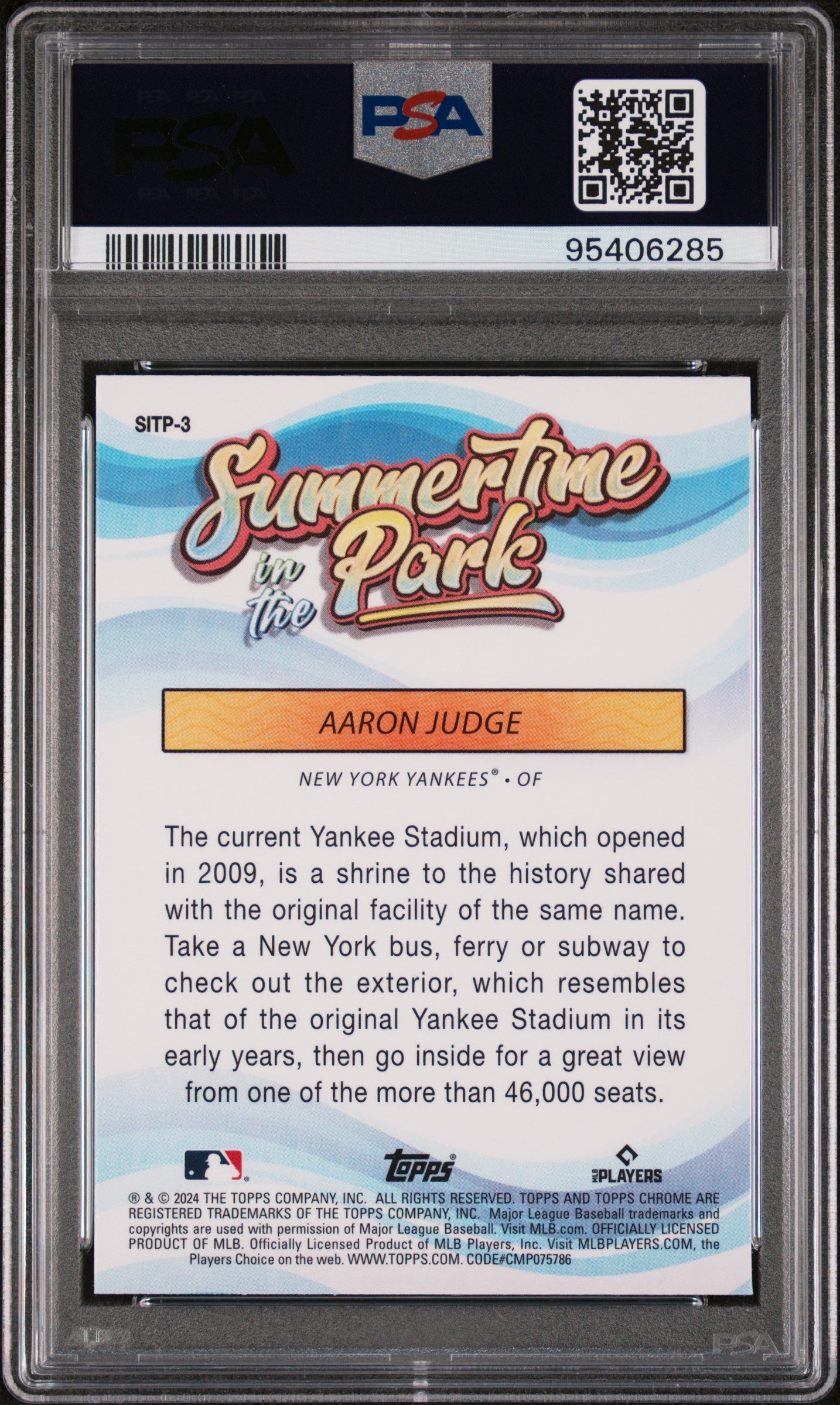 Graded 2024 Topps Chrome Aaron Judge #3 Summertime in the Park Baseball Card PSA 10 Gem Mint