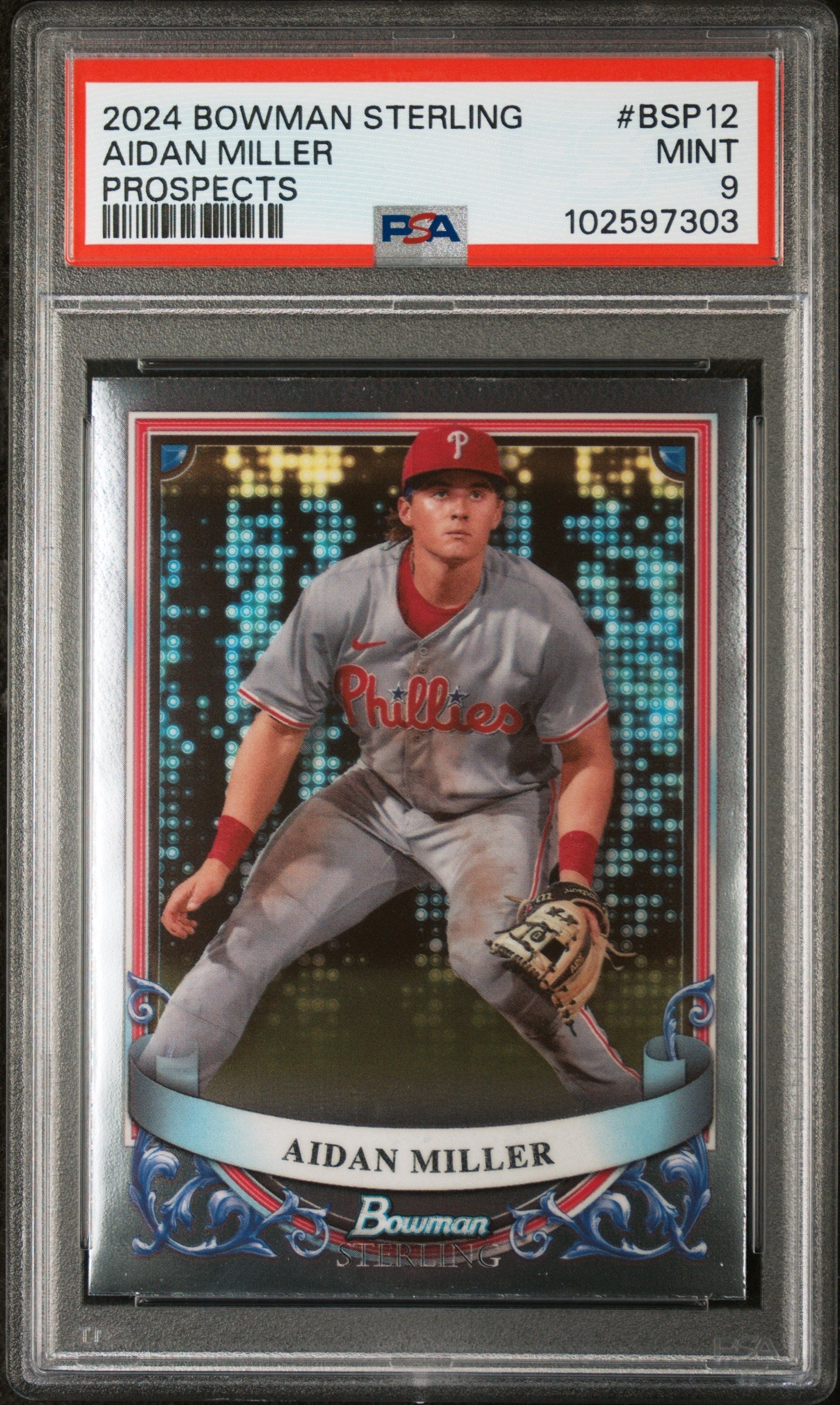 Graded 2024 Topps Bowman Sterling Aidan Miller #BSP12 Prospects Rookie RC Baseball Card PSA 9 Mint
