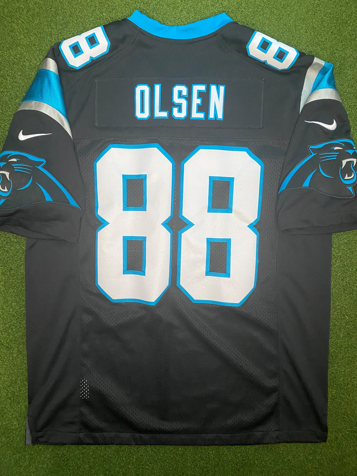 2013-2019 Carolina Panthers - Greg Olsen #88 - On Field Stitched - Vintage NFL Jersey (Large)