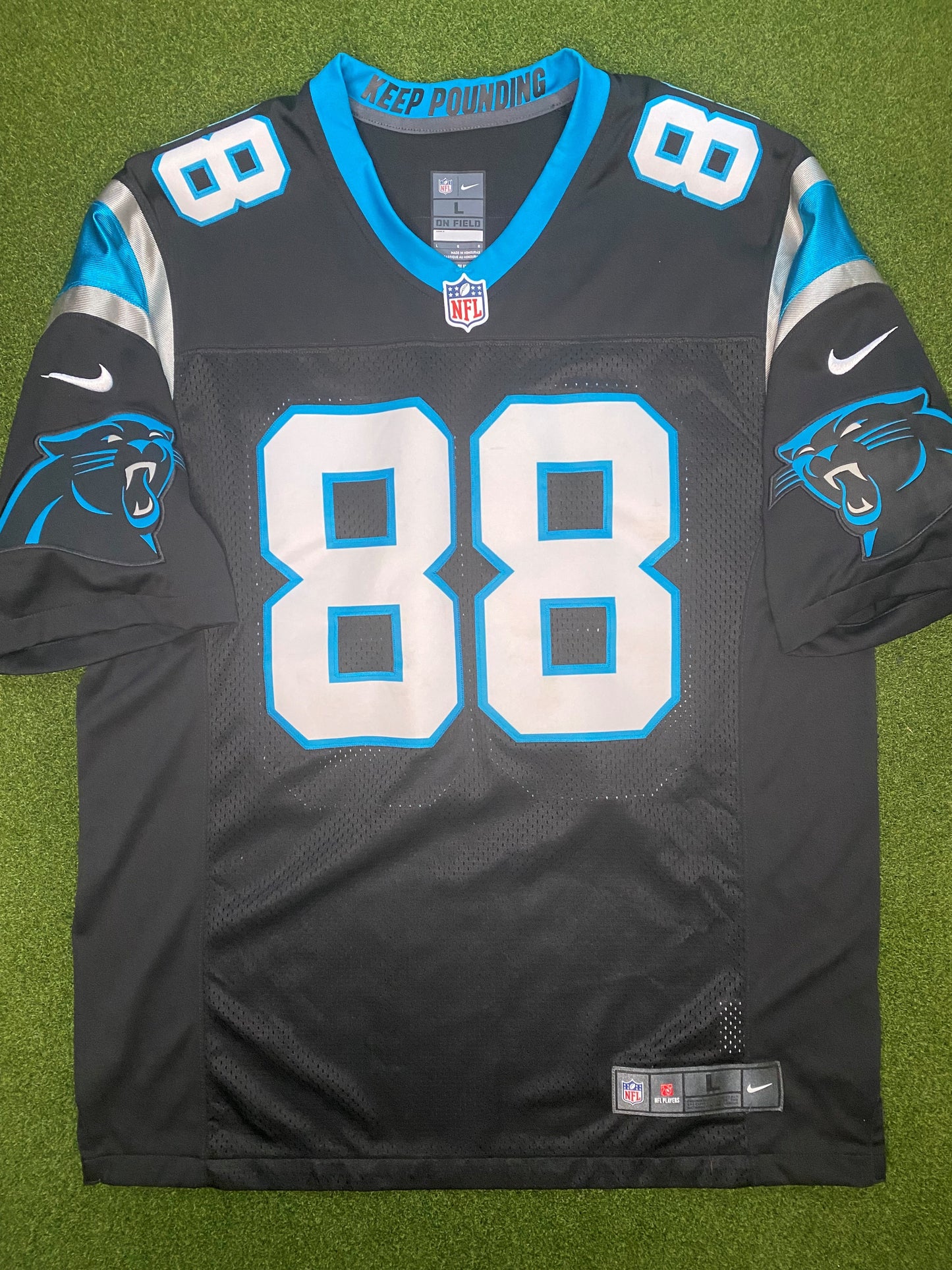 2013-2019 Carolina Panthers - Greg Olsen #88 - On Field Stitched - Vintage NFL Jersey (Large)