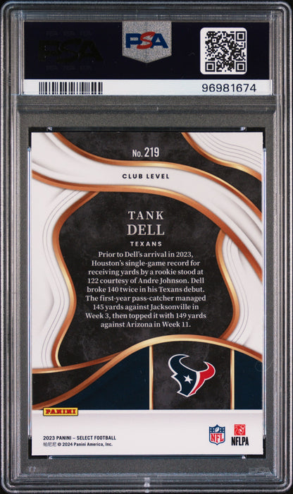 Graded 2023 Panini Select Tank Dell #219 Rookie RC Football Card PSA 10 Gem Mint