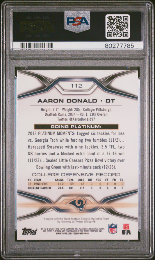 Graded 2014 Topps Platinum Aaron Donald #112 Xfractor Rookie RC Football Card PSA 9 Mint