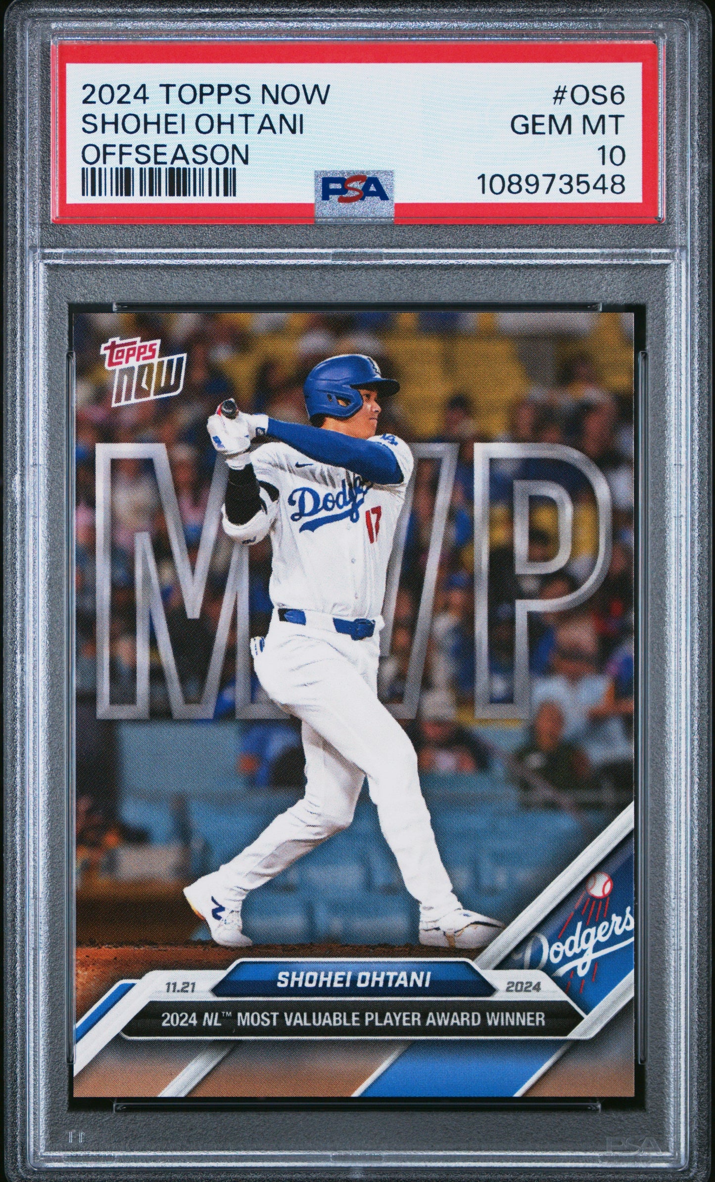 Graded 2024 Topps Now Shohei Ohtani #OS6 Offseason Baseball Card PSA 10 Gem Mint