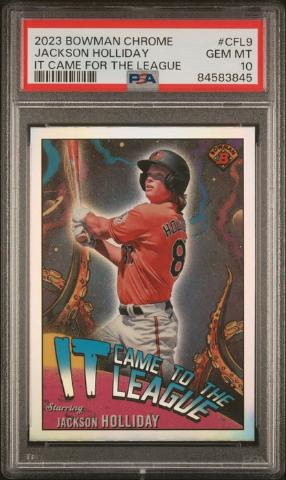 Graded 2023 Topps Bowman Chrome Jackson Holliday #CFL9 It Came For The League Rookie RC Baseball Card PSA 10 Gem Mint