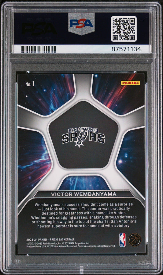Graded 2023 Panini Prizm Victor Wembanyama #1 Deep Space Rookie RC Basketball Card PSA 10 Gem Mint