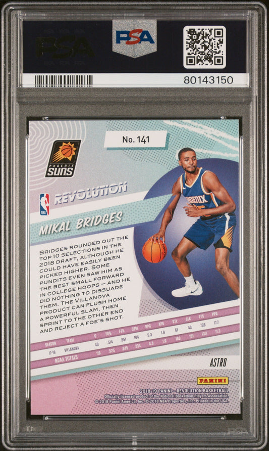 Graded 2018 Panini Revolution Mikal Bridges #141 Astro Rookie RC Basketball Card PSA 10 Gem Mint
