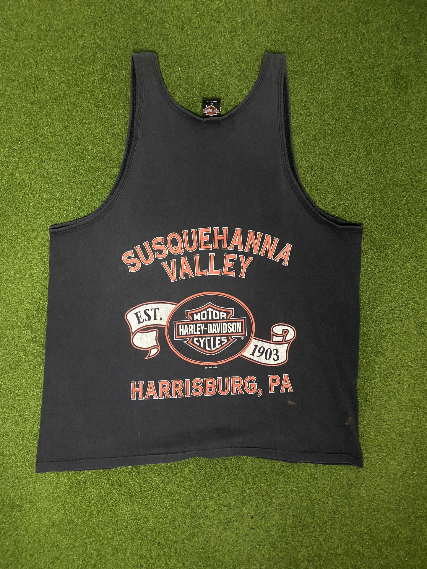 1995 Harley Davidson - Susquehanna Valley, Harrisburg, PA - Double Sided - Vintage Harley Tank (XL)