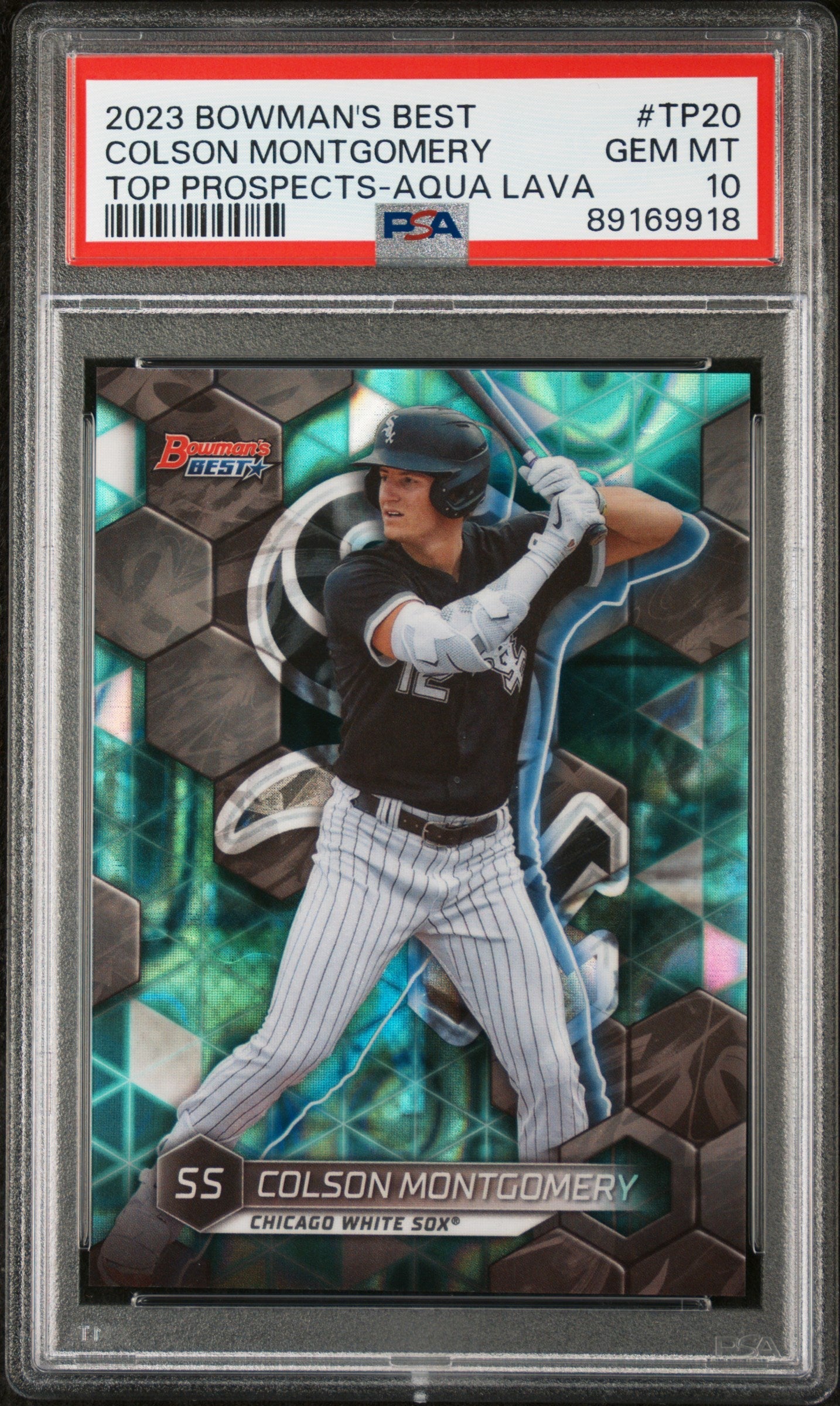 Graded 2023 Topps Bowmans Best Colson Montgomery #TP20 Top Prospects Aqua #/199 Rookie RC Baseball Card PSA 10 Gem Mint