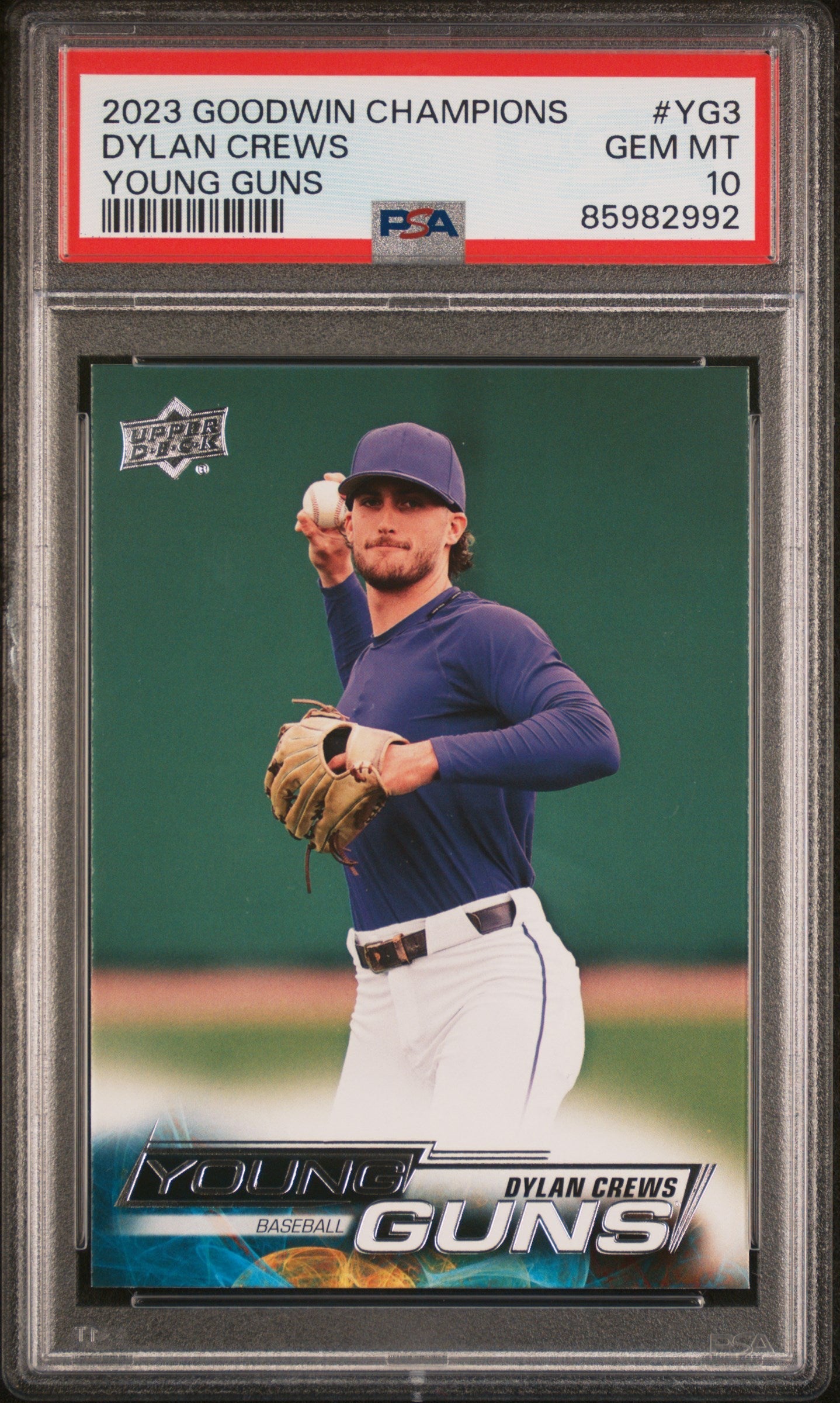Graded 2023 Upper Deck Goodwin Champions Dylan Crews #YG3 Young Guns Rookie RC Baseball Card PSA 10 Gem Mint