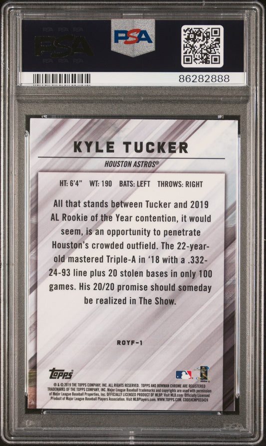 Graded 2019 Topps Bowman Mega Box Kyle Tucker #ROYF1 Chrome ROY Favorites Rookie RC Baseball Card PSA 10 Gem Mint