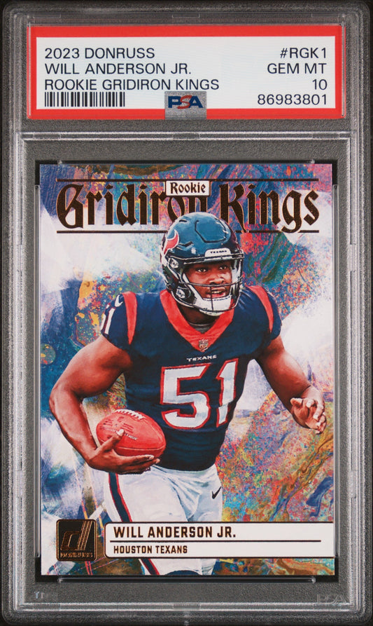 Graded 2023 Panini Donruss Will Anderson #RGK1 Rookie Gridiron Kings Rookie RC Football Card PSA 10 Gem Mint