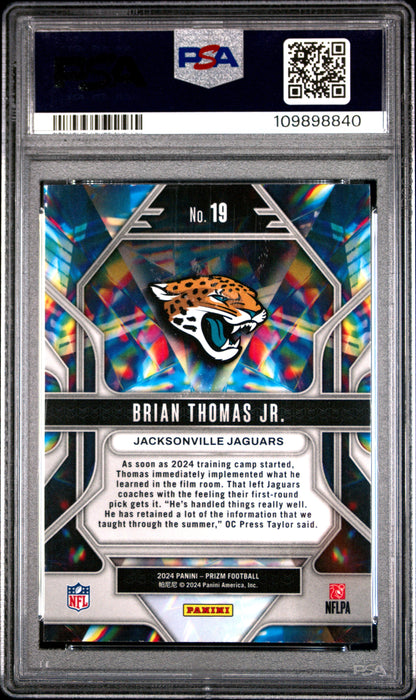 Graded 2024 Panini Prizm Brian Thomas Jr #19 Prizmatic Rookie RC Football Card PSA 10 Gem Mint