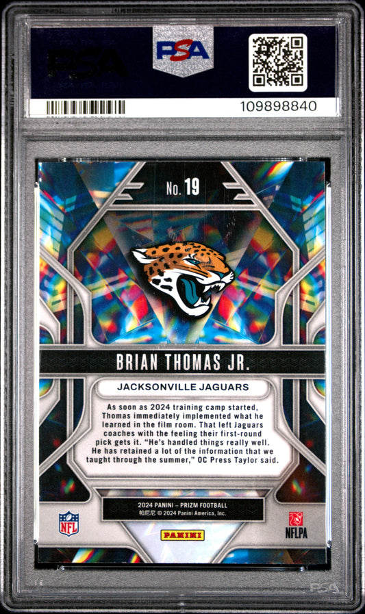 Graded 2024 Panini Prizm Brian Thomas Jr #19 Prizmatic Rookie RC Football Card PSA 10 Gem Mint