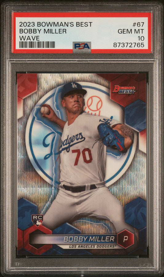 Graded 2023 Topps Bowmans Best Bobby Miller #67 Wave Rookie RC Baseball Card PSA 10 Gem Mint