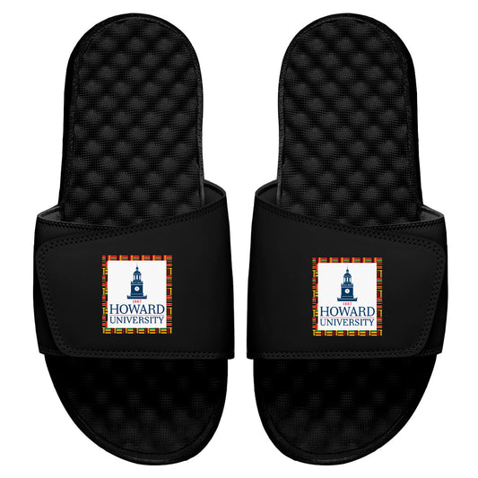 Howard Clock Tower Logo Kente Slides