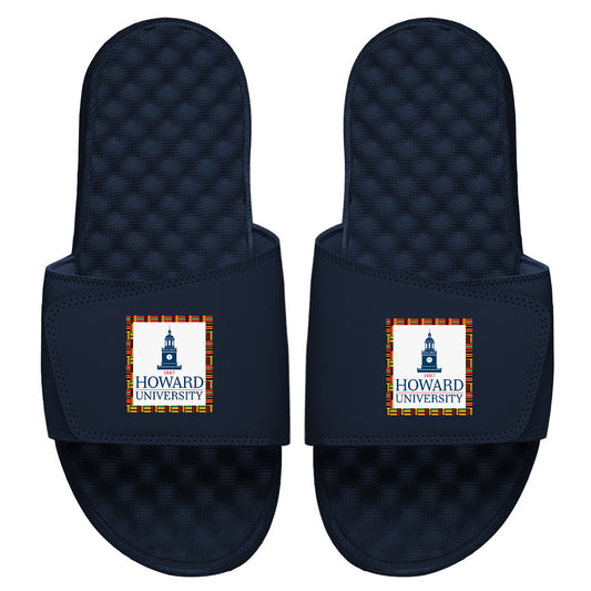 Howard Clock Tower Logo Kente Slides