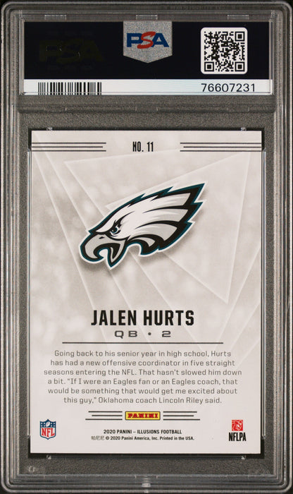 Graded 2020 Panini Illusions Jalen Hurts #11 Retail Rookie RC Football Card PSA 10 Gem Mint