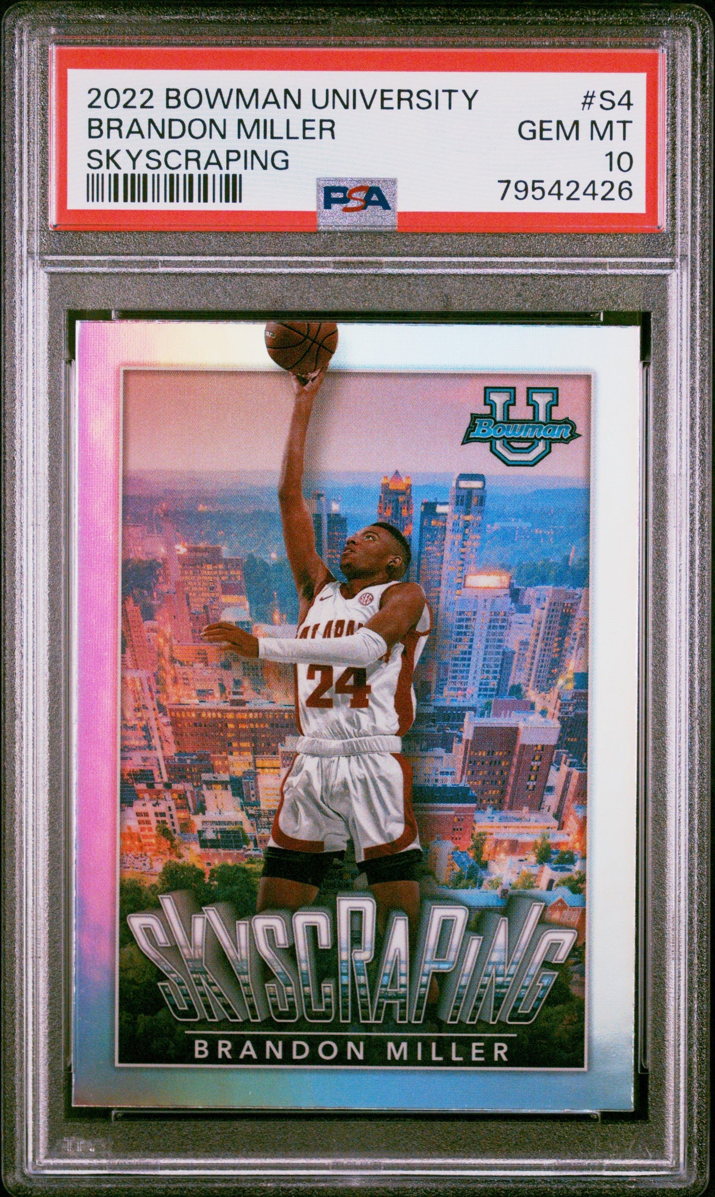 Graded 2022 Topps Bowman University Brandon Miller #S4 Skyscraping Rookie RC Basketball Card PSA 10 Gem Mint