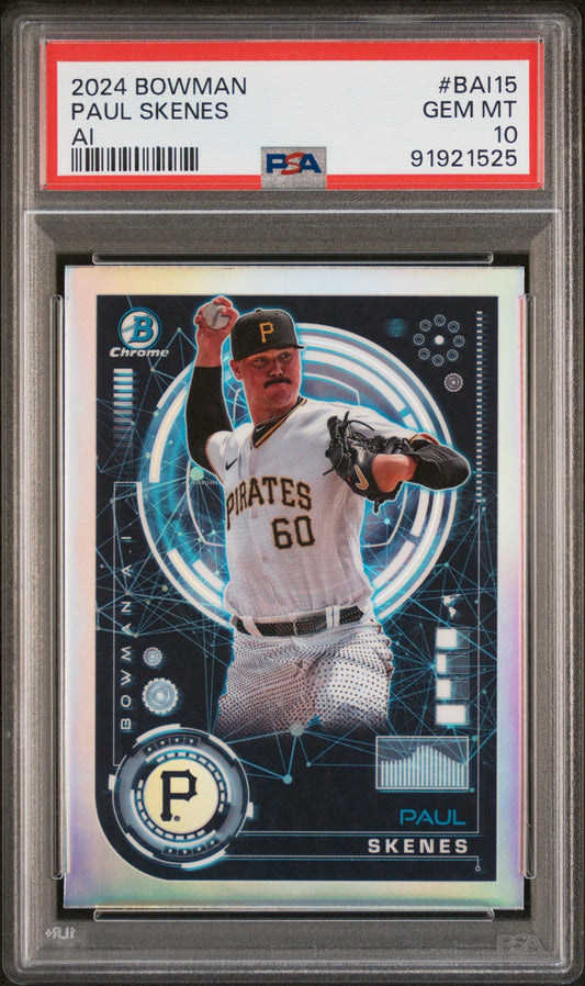 Graded 2024 Topps Bowman Paul Skenes #BAI15 AI Rookie RC Baseball Card PSA 10 Gem Mint