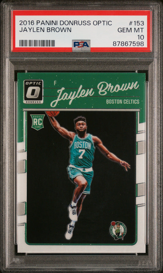 Graded 2016 Panini Donruss Optic Jaylen Brown #153 Rookie RC Basketball Card PSA 10 Gem Mint