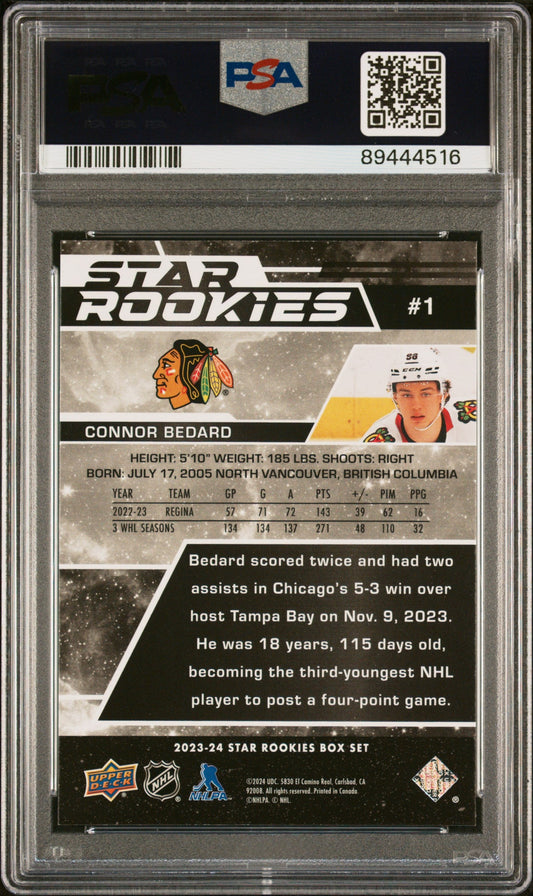 Graded 2023 Upper Deck Star Rookies Connor Bedard #1 Box Set Rookie RC Hockey Card PSA 10 Gem Mint
