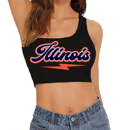 Illinois Fighting Illini Lightning One Shoulder Top