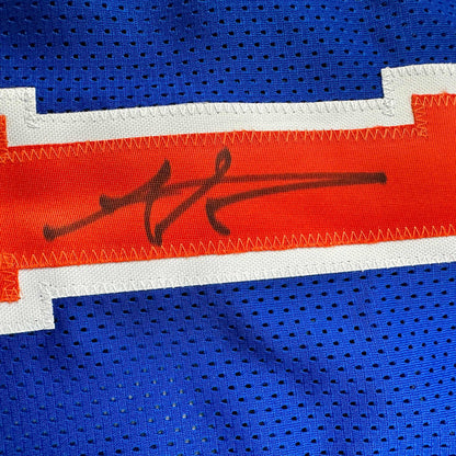Autographed/Signed Amare Stoudemire New York Blue Basketball Jersey Beckett BAS COA