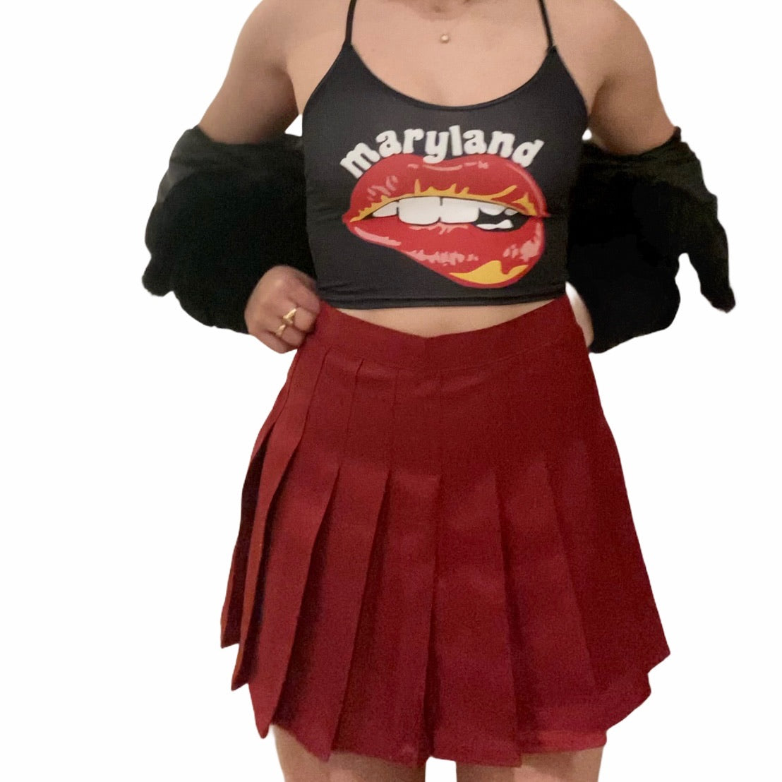 Maryland Terps Lips Black Spaghetti Tank