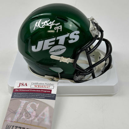 Autographed/Signed Mark Gastineau New York Jets Football Mini Football Helmet JSA COA
