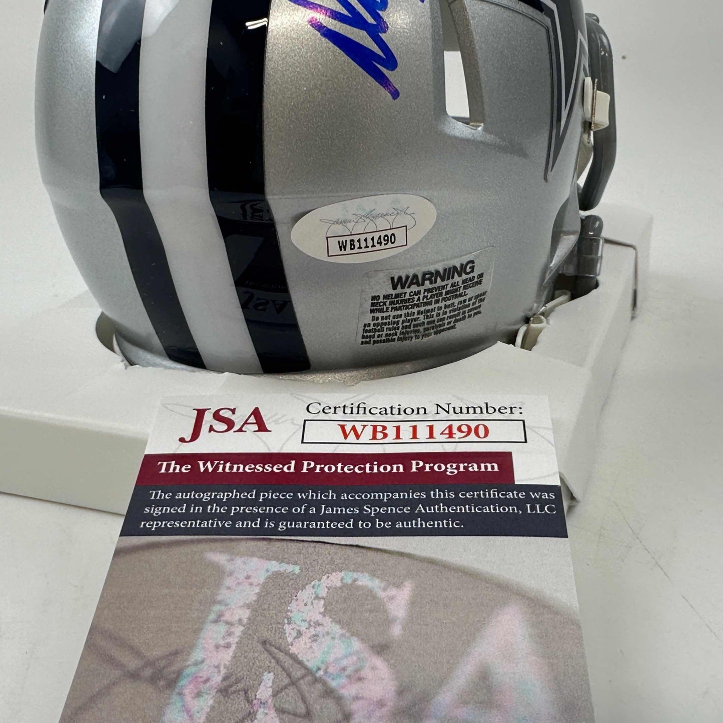 Autographed/Signed Danny White Dallas Cowboys Mini Football Helmet JSA COA