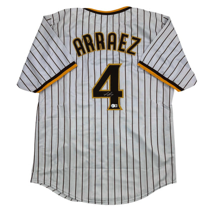 Autographed/Signed Luis Arraez San Diego Pinstripe Baseball Jersey Beckett BAS COA