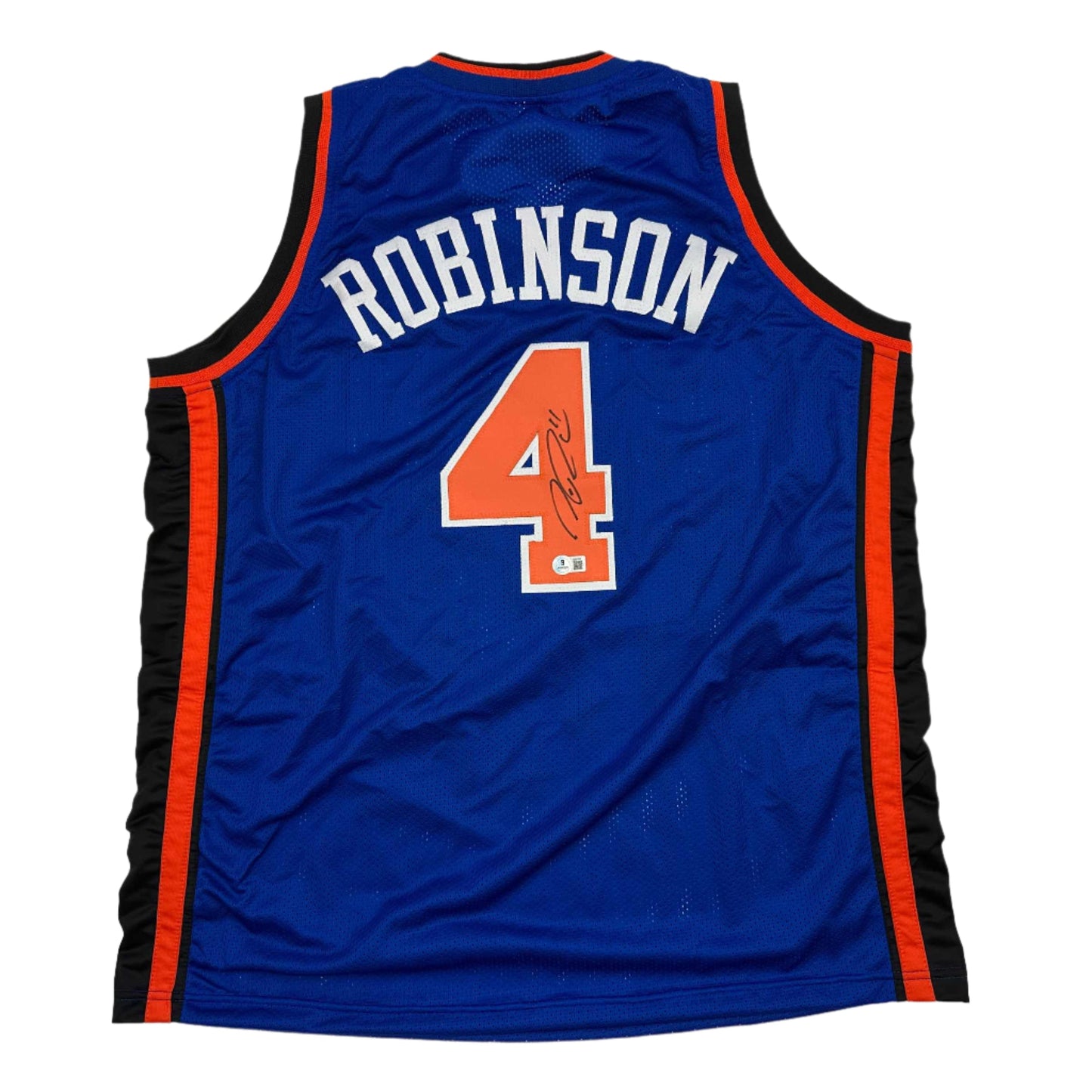 Autographed/Signed Nate Robinson New York Blue Basketball Jersey Beckett BAS COA