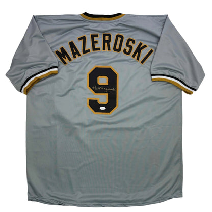 Autographed/Signed Bill Mazeroski Pittsburgh Grey Baseball Jersey JSA COA