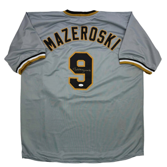 Autographed/Signed Bill Mazeroski Pittsburgh Grey Baseball Jersey JSA COA
