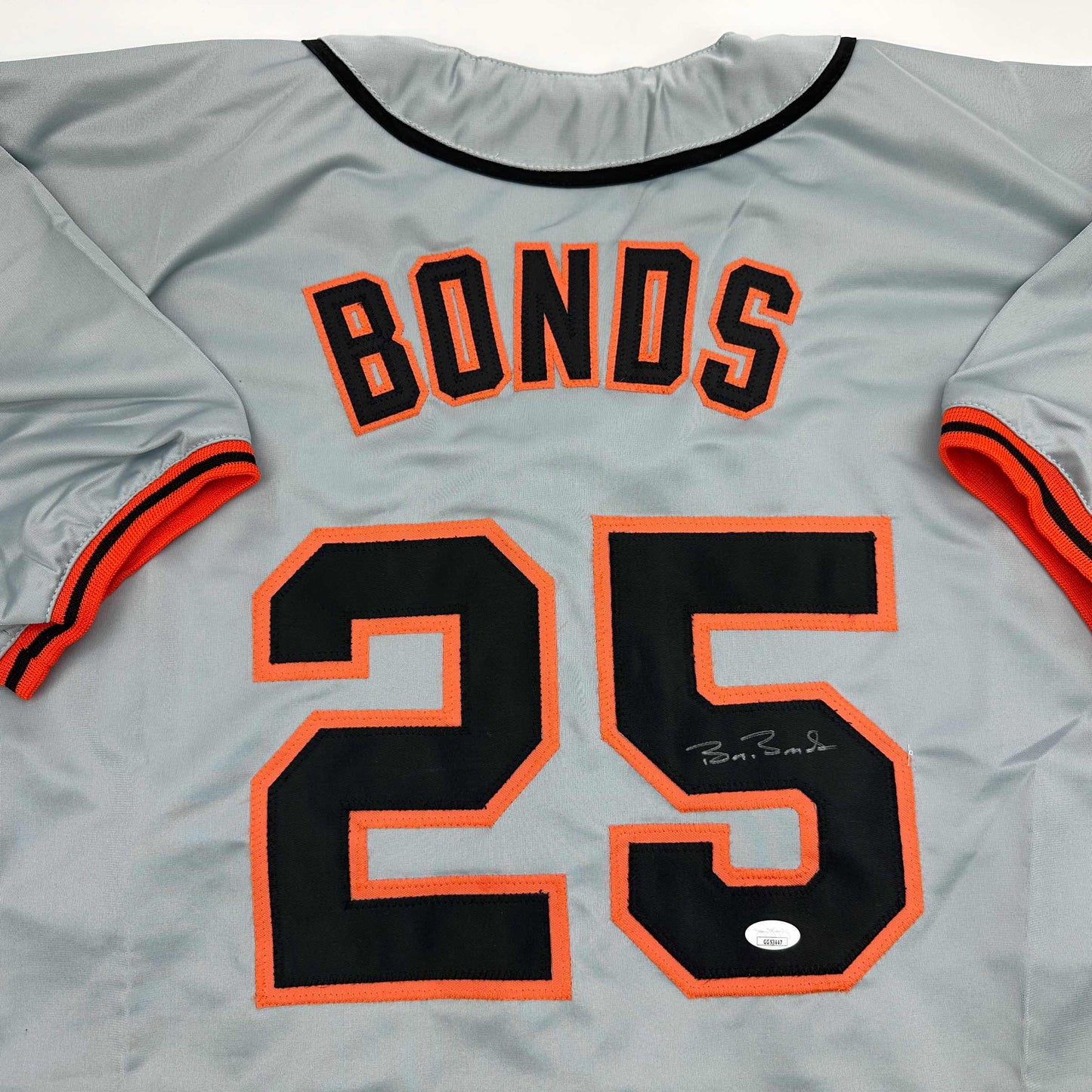 Autographed/Signed Barry Bonds San Francisco Grey Baseball Jersey JSA COA