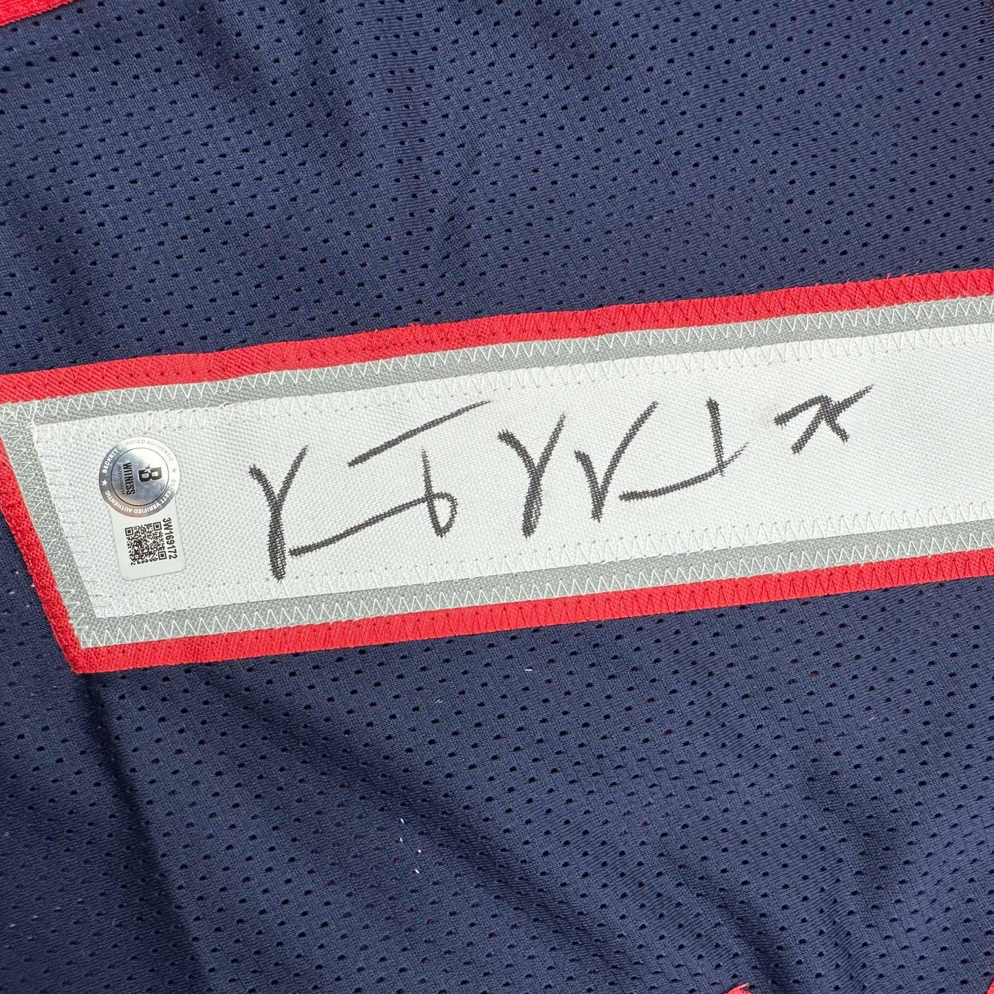 Autographed/Signed Vince Wilfork New England Blue Football Jersey Beckett BAS COA